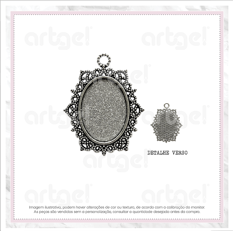 Base Colar Metal Oval delicado - ART GEL - Personalize em instantes