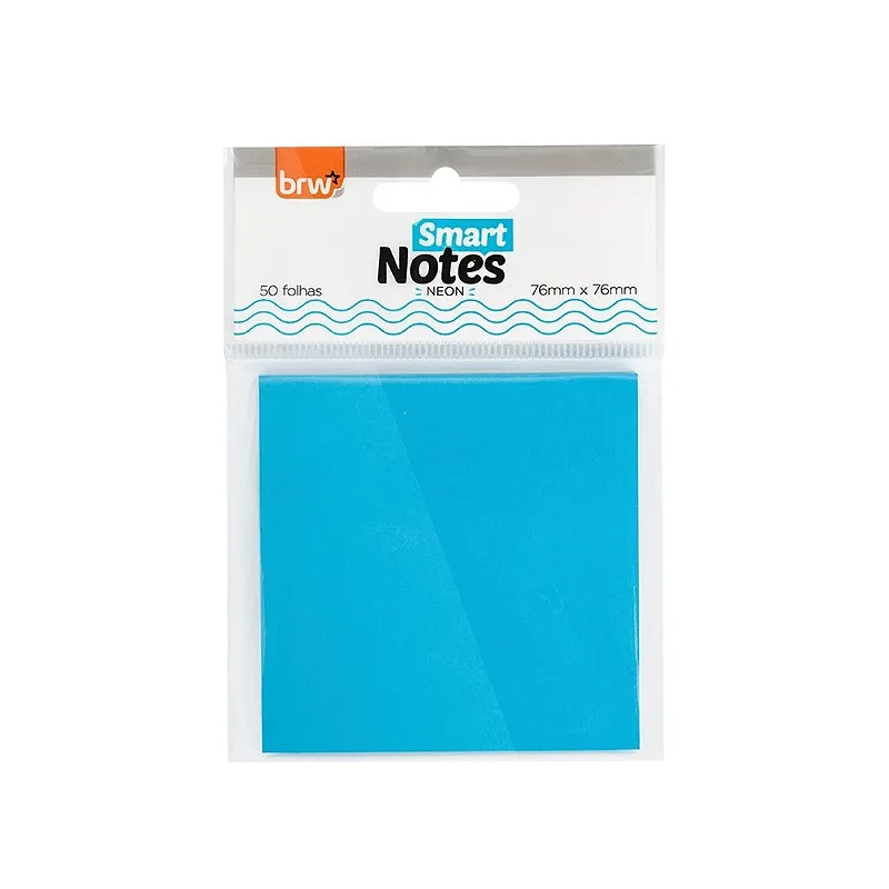 BLOCO SMART NOTES 76X76MM AZUL NEON - 50FLS - 1BLOCO - Acalanto