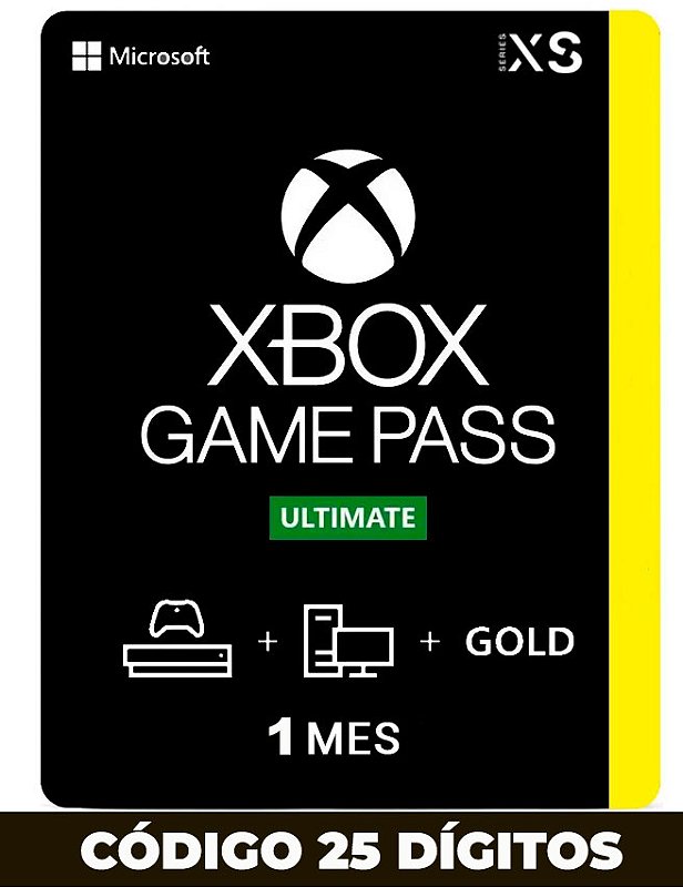 Xbox Game Pass Ultimate Código 1 Mês 25 Dígitos