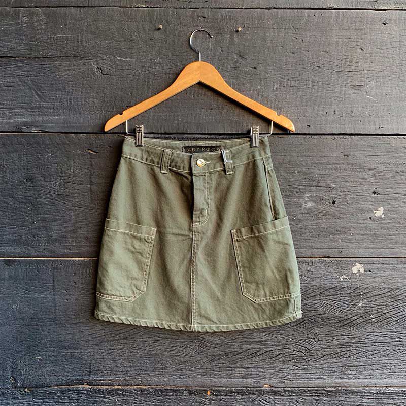 saia verde militar jeans