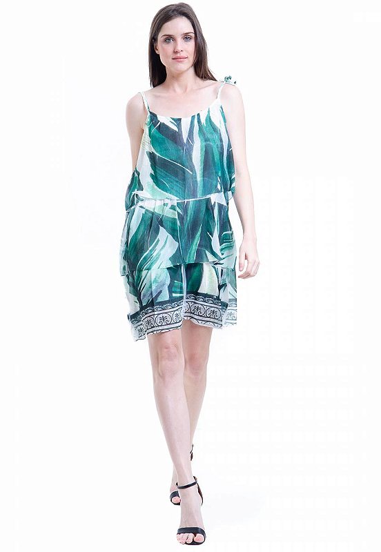 vestido folhas verdes
