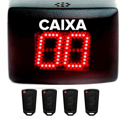 Painel Digital Caixa Livre Fila Unica c/ 4 Controles Atendimento Guichê Digito de 7 cm