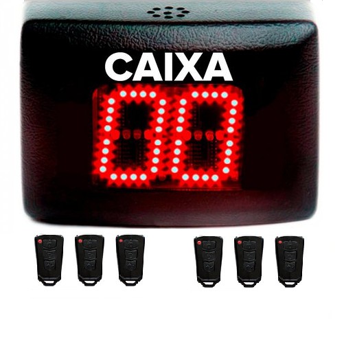 Painel Digital Caixa Livre Fila Unica c/ 6 Controles Atendimento Guichê Lotericas