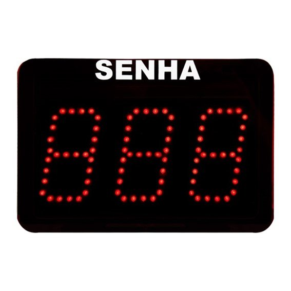 Painel de Senha  12 cm 3 dígitos - Função  Espelhamento de senhas com antena de comunicação 2,4ghz