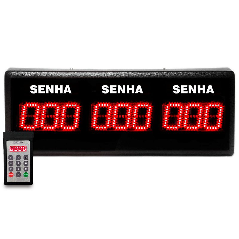 Painel 3 Senhas para Lanchonete Cascata 3 Senhas com Teclado