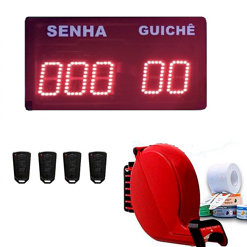 Painel Eletronico Senha com 4 Guichê + Dispensador de Senhas
