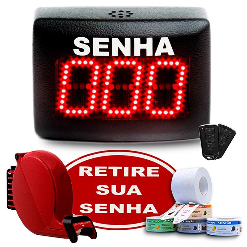 Painel Senha 7cm 3 Digitos  Kit  com Dispensador de Senha e Acionador