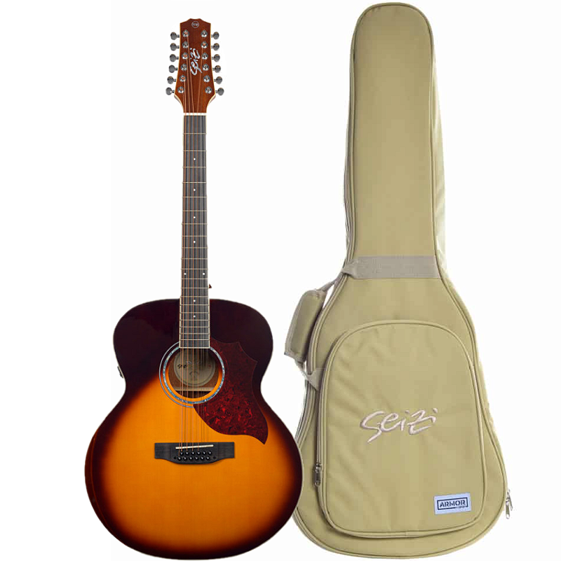 Violão 12 cordas jumbo Seizi Kaizen Neo Shogun Brown Burst Gloss