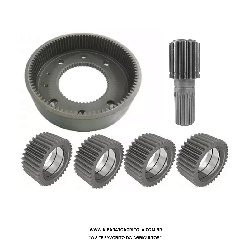 KIT ENGRENAGENS TRAÇÃO ZF COM EIXO SOLAR + COROA TRATOR JOHN DEERE