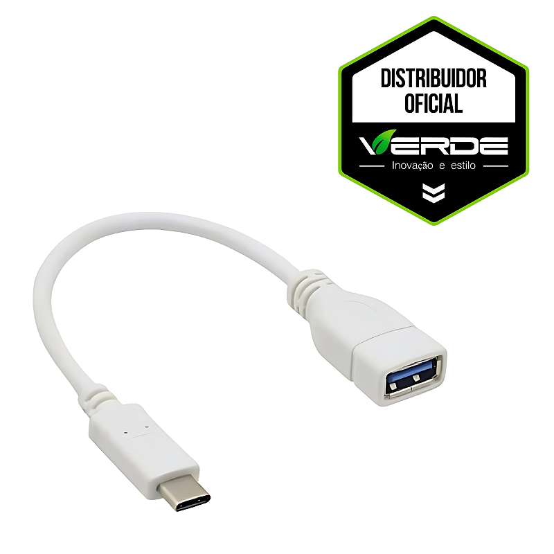 Cabo Adaptador OTG - USB-A / Type-C - Branco - Verde - Atacado