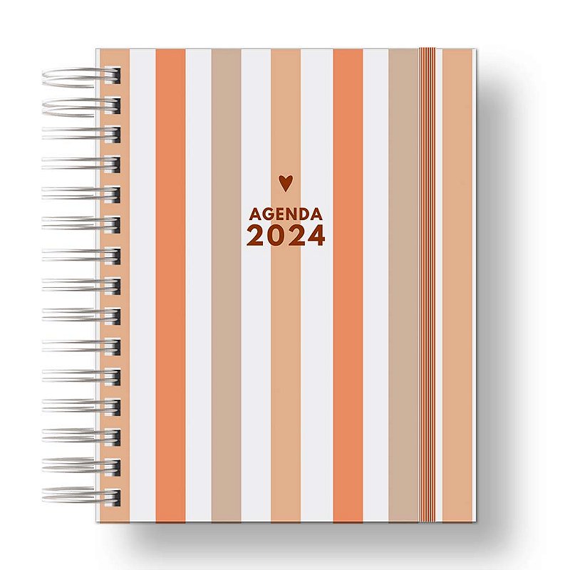 Agenda Datada 2024 Listra Laranja - Papelletos Papelaria