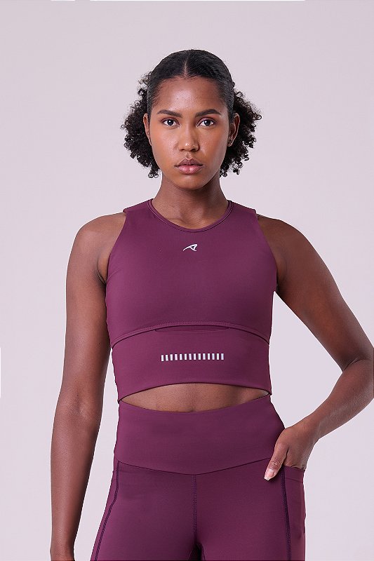 Top Cropped Authen Grit Trail Serra com Bolso Vinho