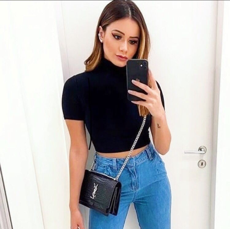 CROPPED - MANGA CURTA/GOLA ALTA - MALHA CANELADA