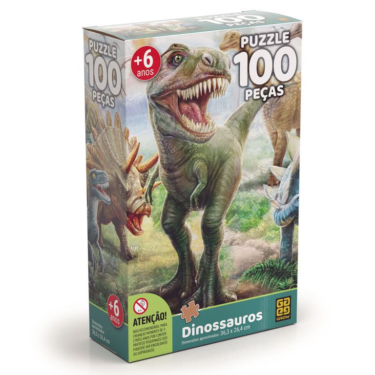 Quebra-Cabeça - Dinossauros - 100 Peças - Grow - STEM Toys - Brinquedos  Educativos e STEAM