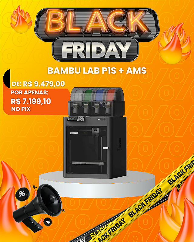 Impressora 3D Bambu Labs P1S + AMS - 3D Curitiba