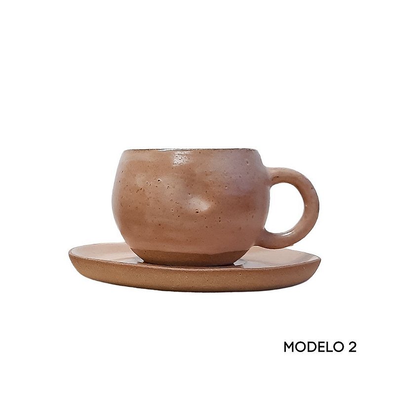 Xícara com alça e pires rosa - 180 ml