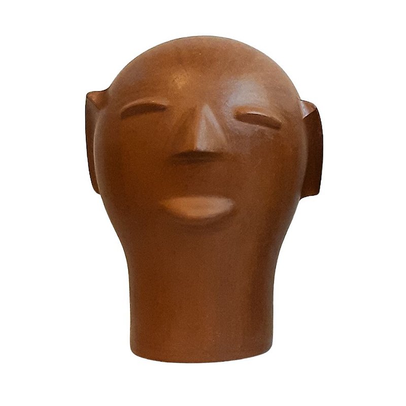 Escultura Cabeça de Cerâmica Natural Cida