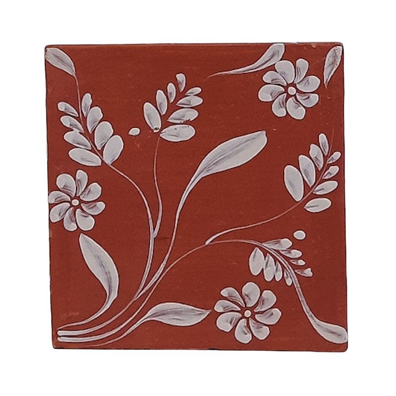 Azulejo de ceramica pintado com barro Tabatinga