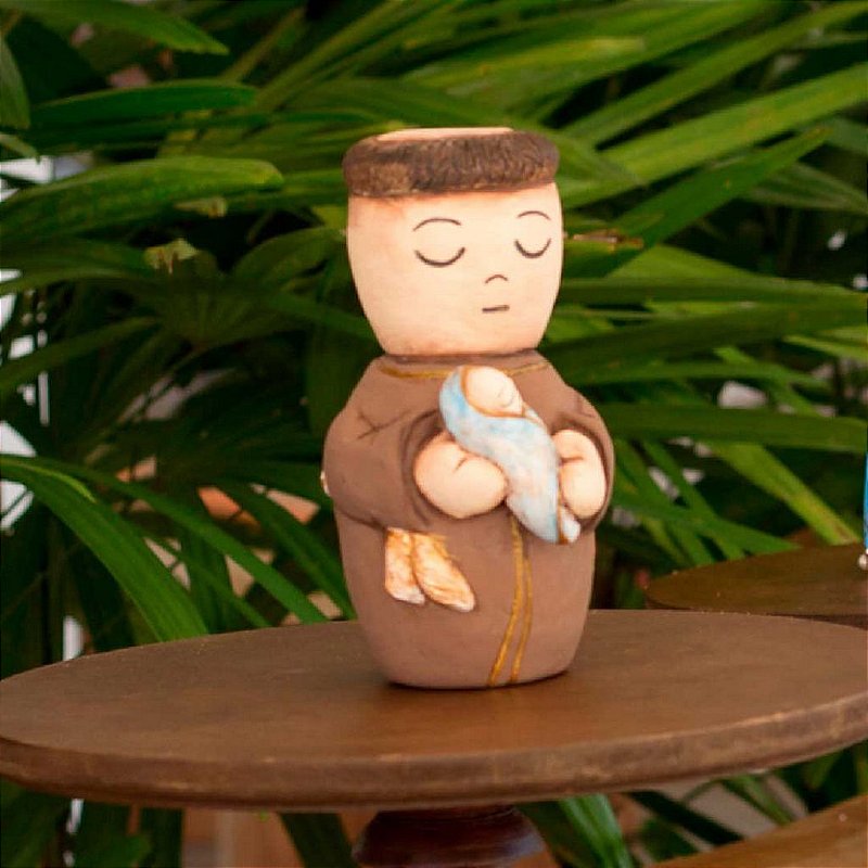 Escultura de Santo Antônio em cerâmica
