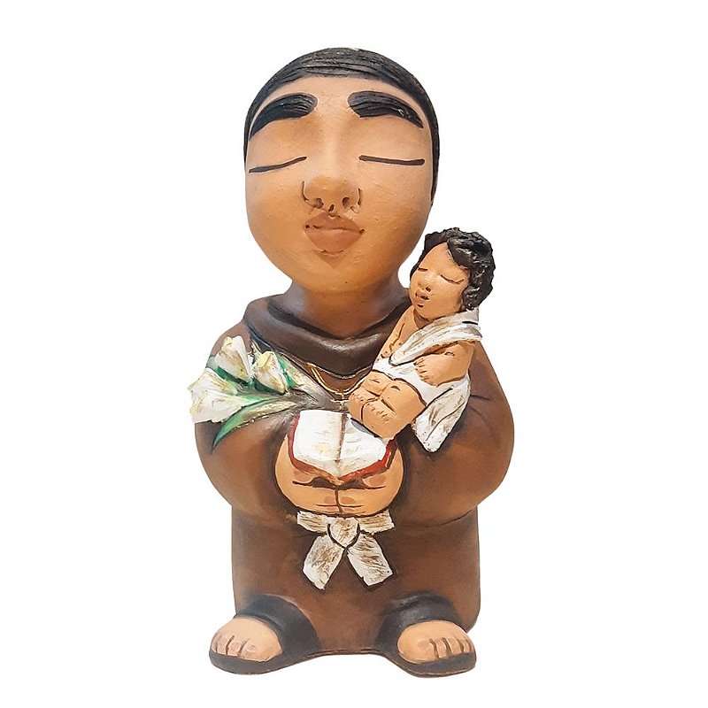 Escultura de Santo Antônio grande em cerâmica