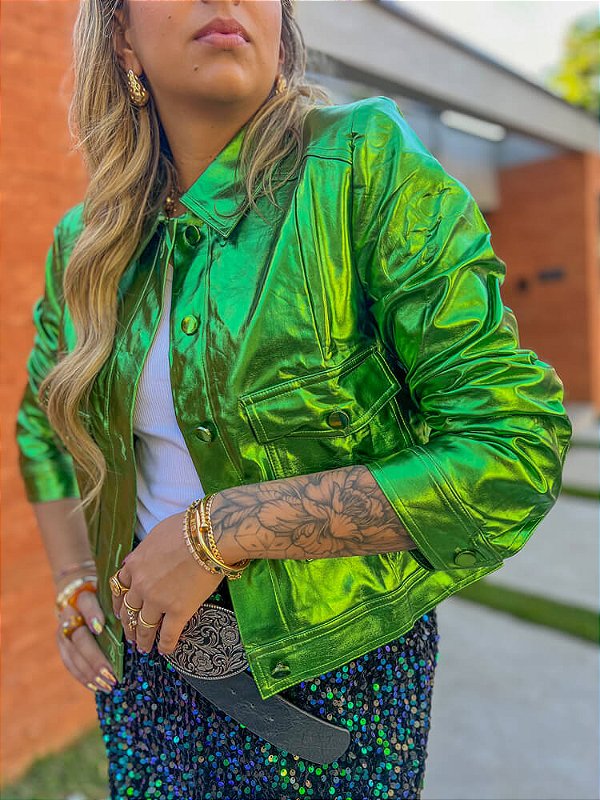 Jaqueta Rocker Verde Metalizada