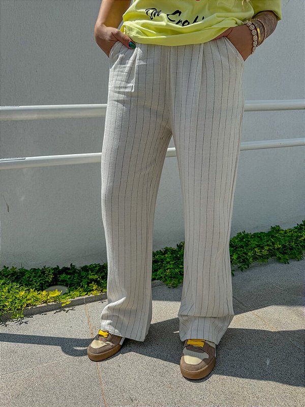 Calça Neglee em Linho Listrada