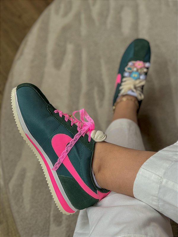 Tênis Cortez Verde & Pink