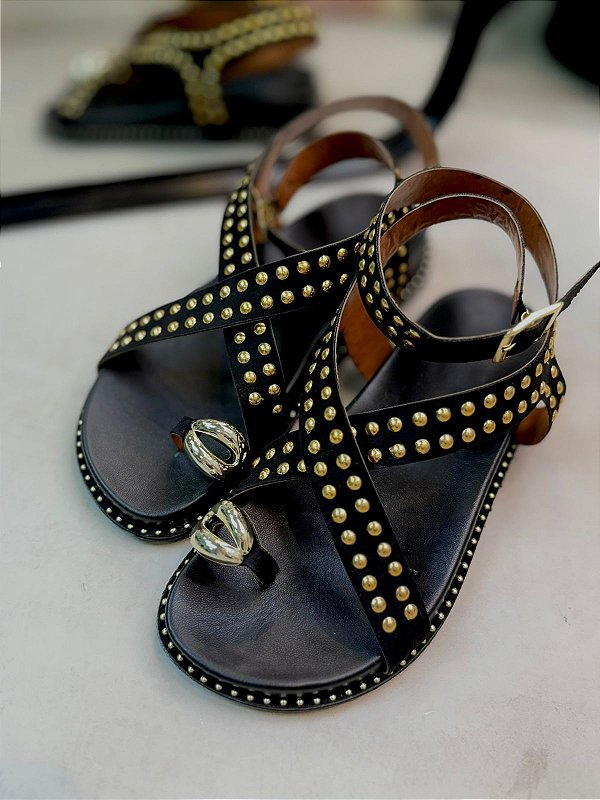 Papete Preta com Apliques Dourados