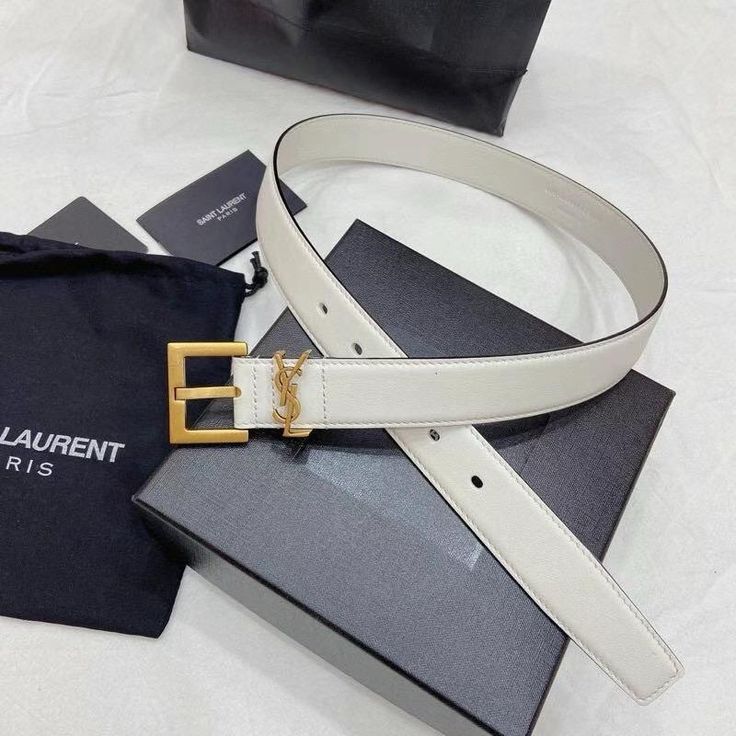 Cinto YSL Couro White