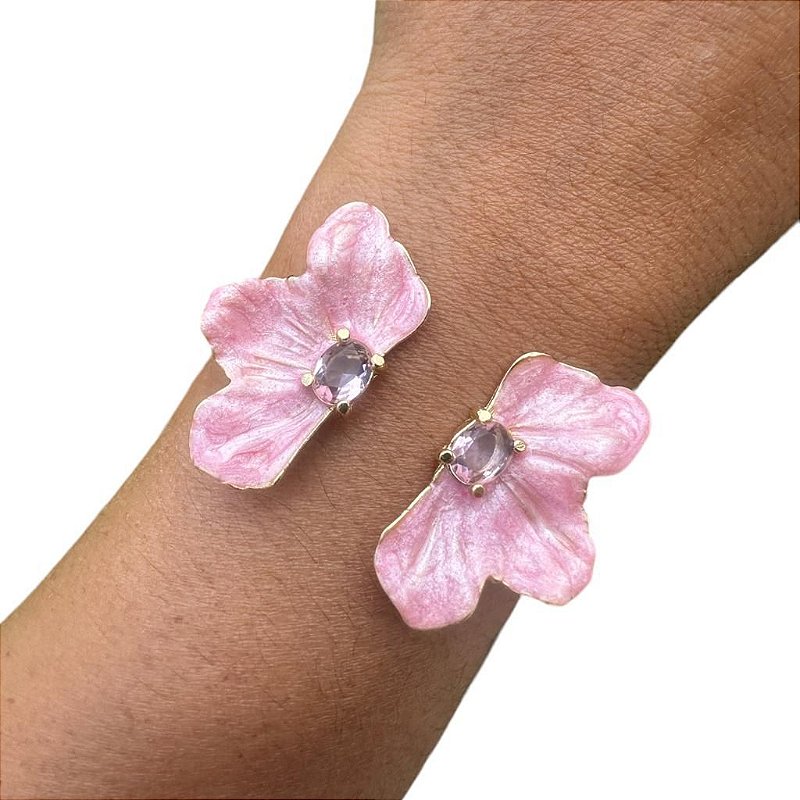 Bracelete flor rosa - Vivan semijoias e acessórios