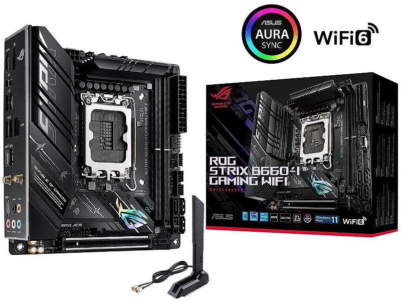 ROG STRIX B660-I GAMING WIFI + おまけ Placa Mãe Asus ROG Strix B660-I Gaming LGA 1700 - Peças para