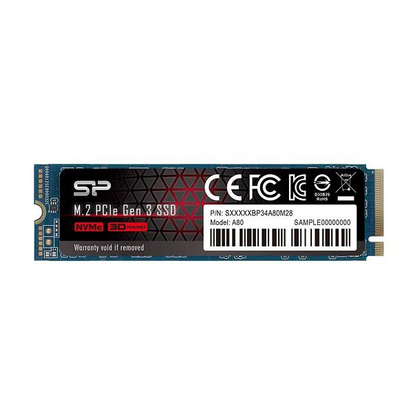 内蔵型SSD NVMe SSD 1TB M.2 PCIe Silicon Power A80 SSD M.2 Silicon Power 1TB (3400MBps/3000MBps) - Peças para