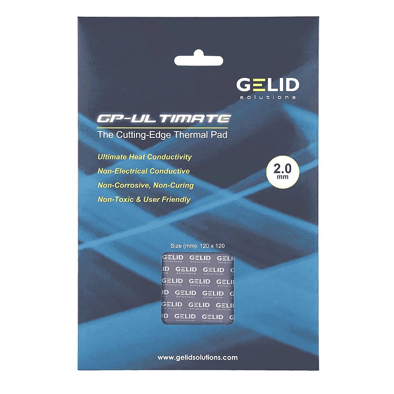 Pad Termico GELID SOLUTIONS GP-Ultimate 120x120x2,0 Mm, Conducibilità 15 W/mK - Per Raffreddamento CPU, GPU, SSD, Schede Madri