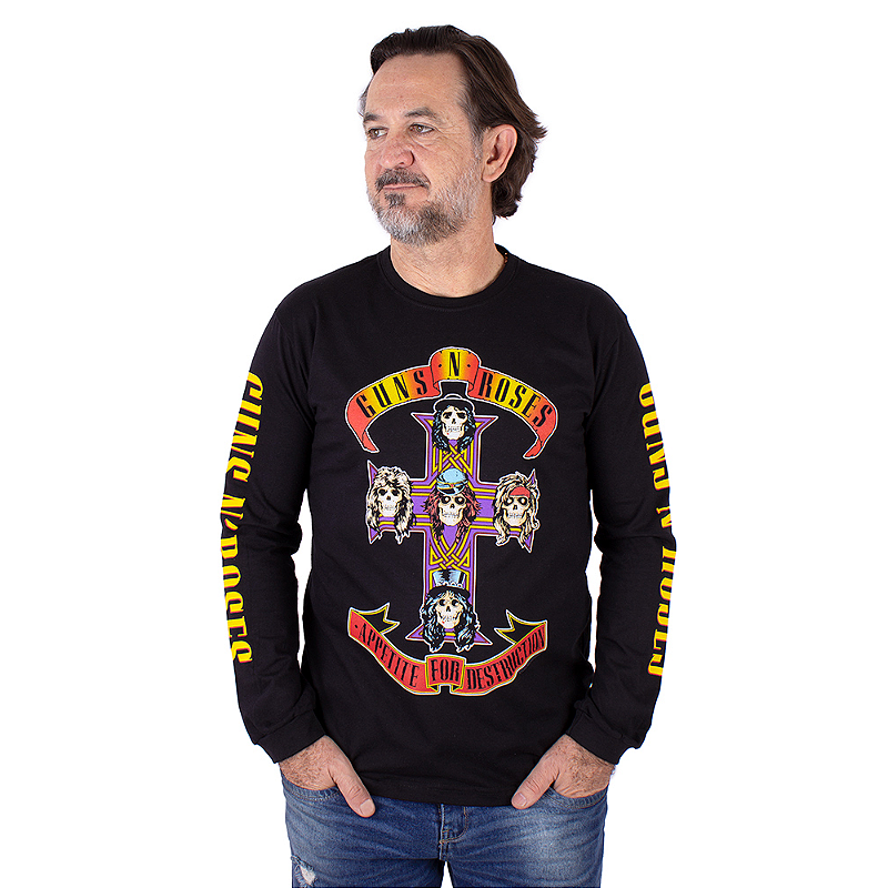 Camiseta Manga Longa Guns N' Roses Preta Oficial Art Rock