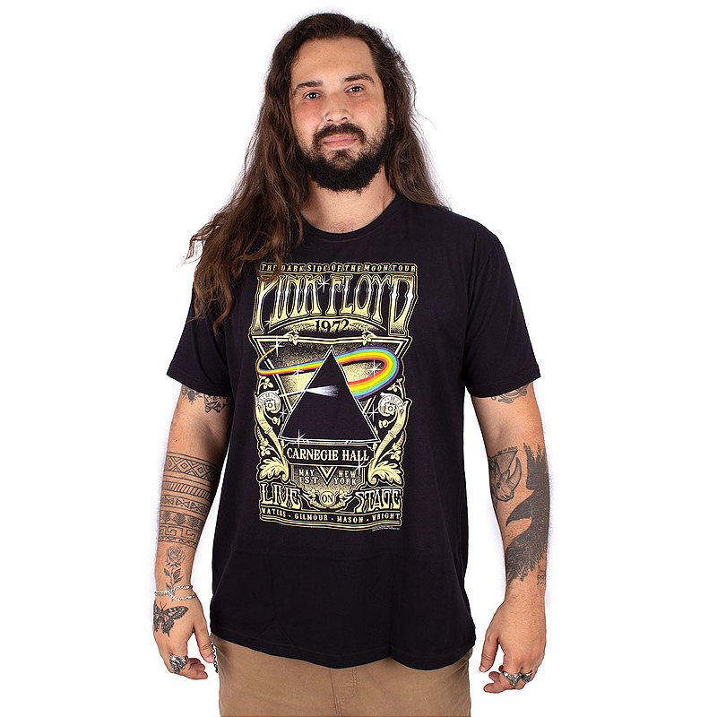 Camiseta Pink Floyd Carnagie Hall Preta - Art Rock Camisetas