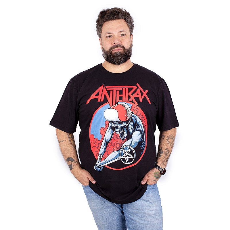 Anthrax Tシャツ XLサイズ Camiseta Plus Size Anthrax Preta - Art Rock Camisetas - Desde 1992