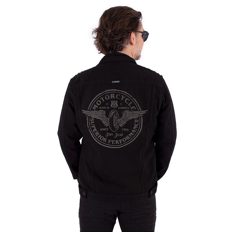 Jaqueta Jeans Moto Superior Preta Art Rock Camisetas Desde 1992