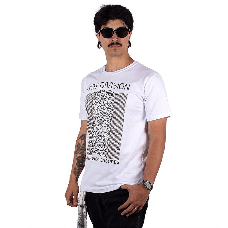 Camiseta Joy Division Unknown Pleasures Branca Oficial - Art Rock