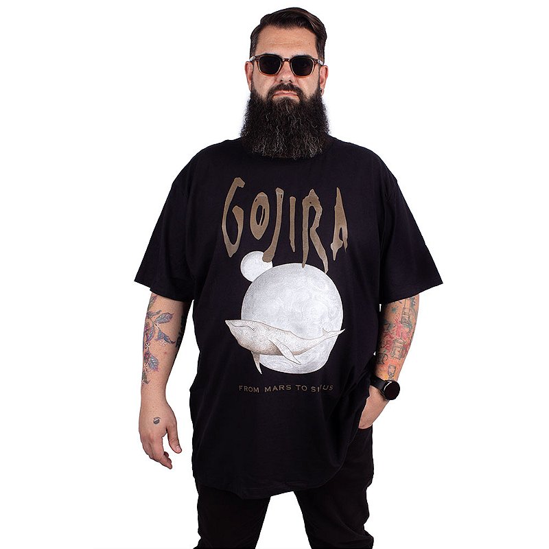 Camiseta Plus Size Gojira From Mars To Sirius Preta Oficial - Art