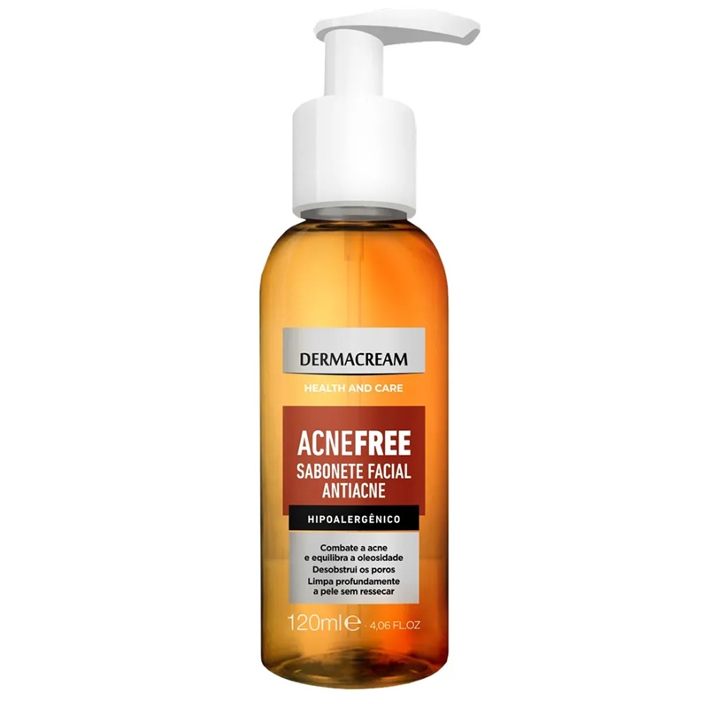 Sabonete Facial Líquido Acne-Free Dermacream 120ml - Dani Beleza