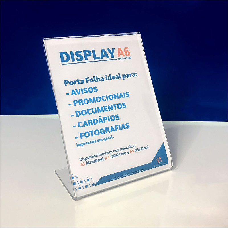 Display L Mesa Porta Folha A6 Acrílico Center 9724