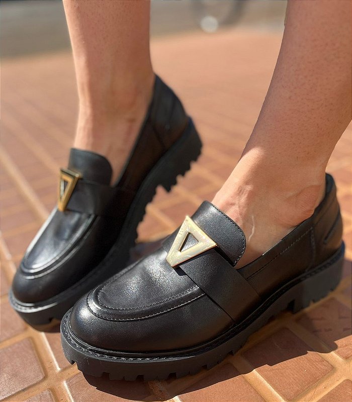 Mocassim Tratorado Christie ID Couro Preto