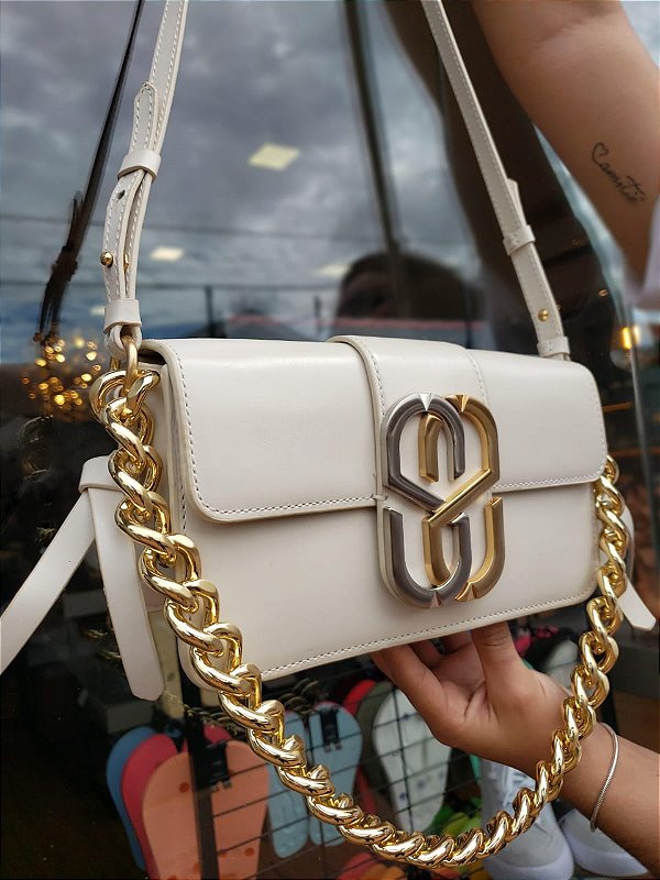 Bolsa Branca Schutz Shoulder Bold Couro