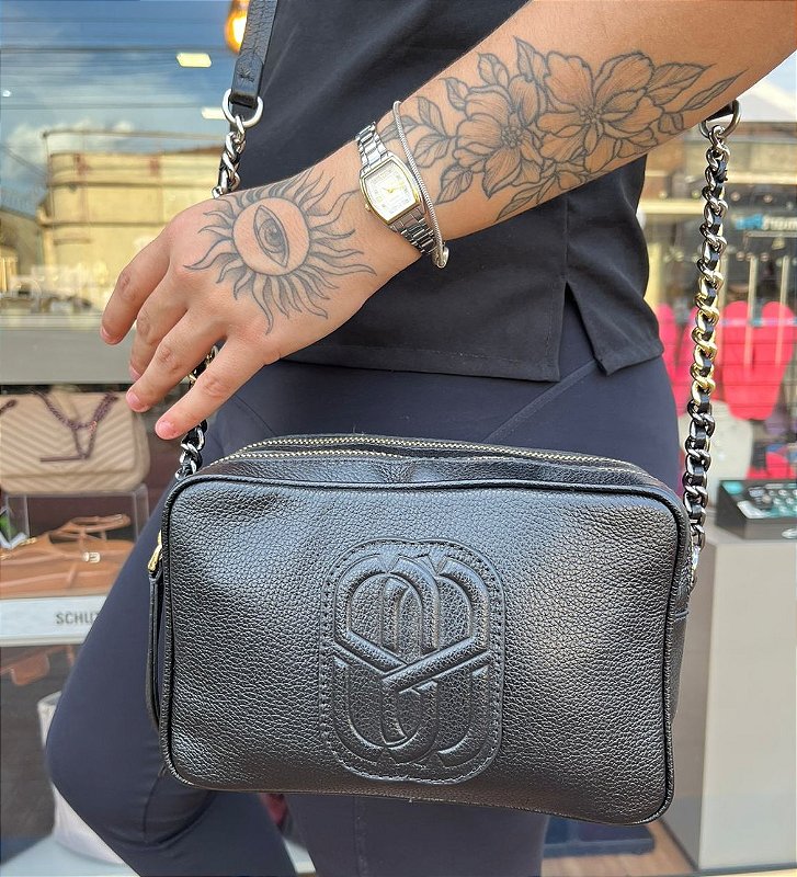 Bolsa Tiracolo Belle Couro Preta SCHUTZ