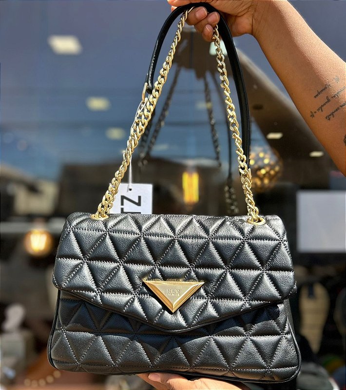 Bolsa Grande Tiracolo 944 Couro Preta SCHUTZ