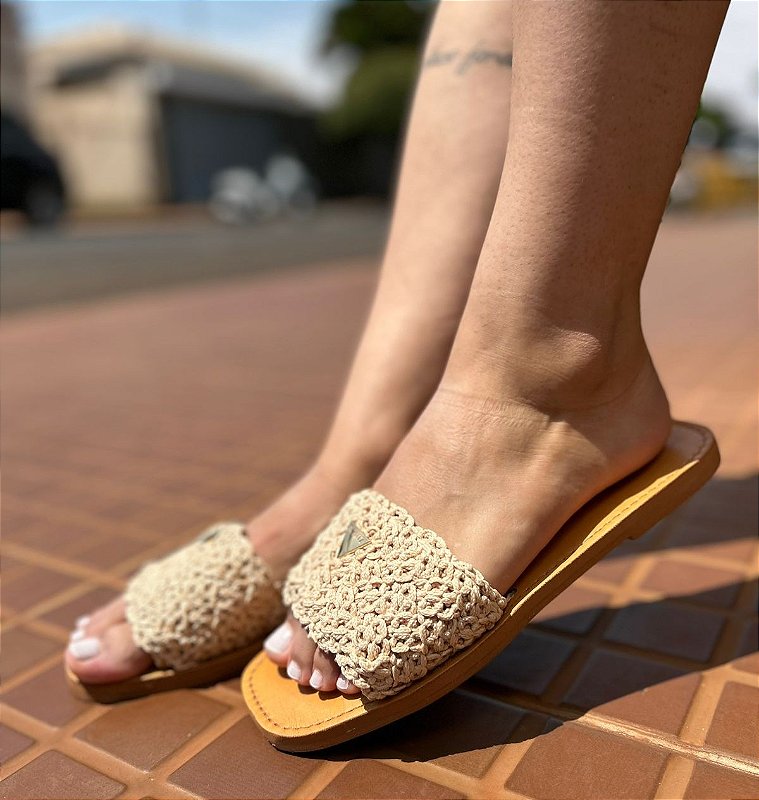 Sandalia Rasteira Slide Croche Couro SCHUTZ