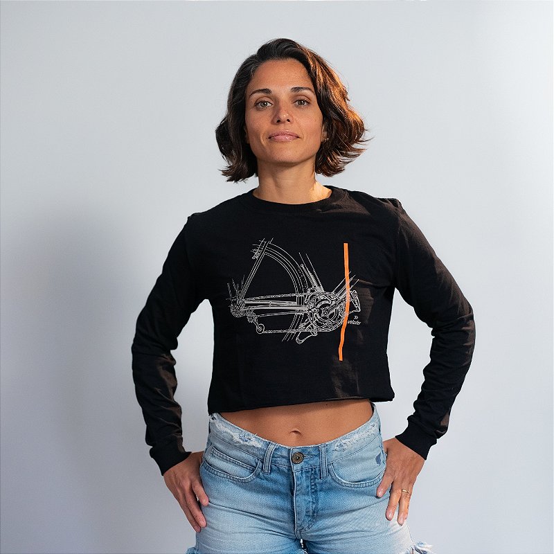 Cropped Algodão Preto Bike Retrô