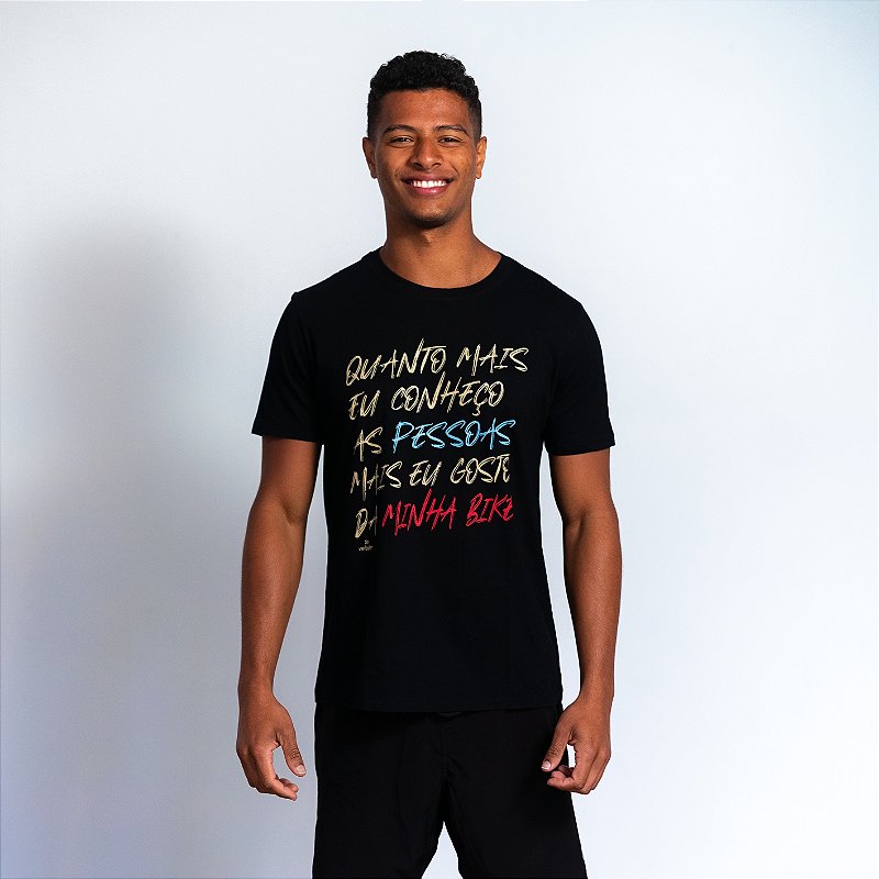Camiseta Algodão Preta - Gosto + da Minha Bike