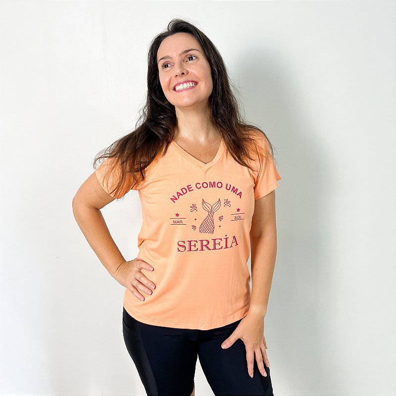 Baby look Viscolycra Coral Pastel - Nade Como Uma Sereia