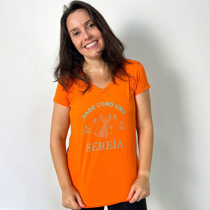 Baby look Viscolycra Coral - Nade Como Uma Sereia